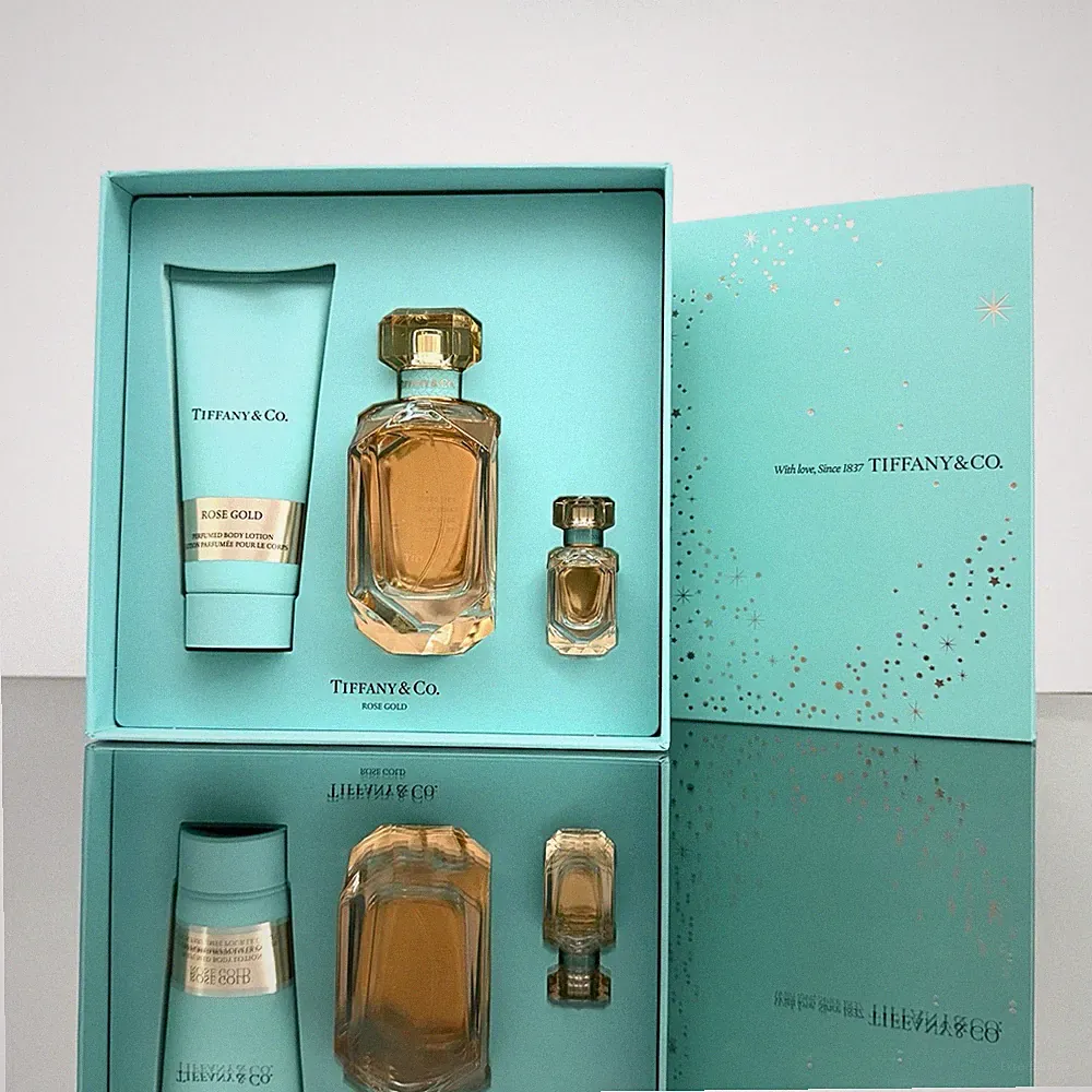 Tiffany & Co. ROSE GOLD 3pc SET 2.5oz ROSE GOLD EDP +3.3oz B/Lotion + 5ml MINI